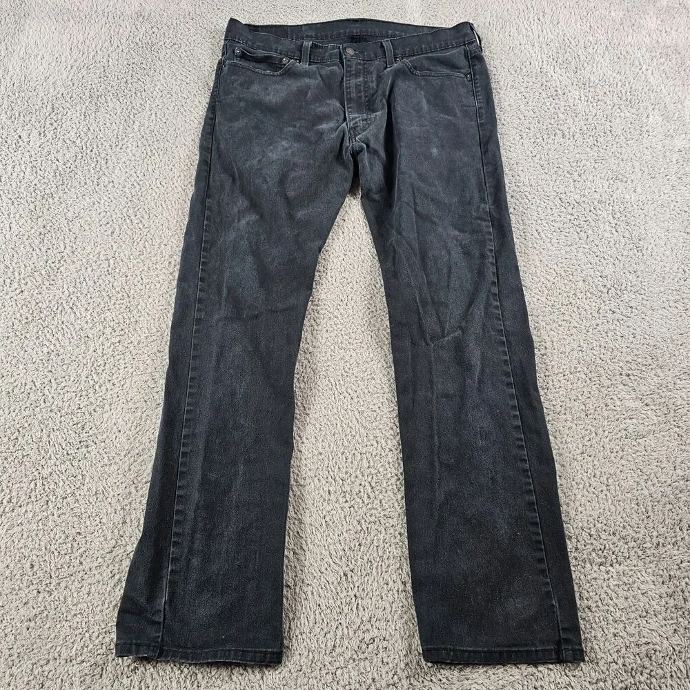 Levis 513 Jeans Mens 35x30 Black Slim Straight Stretch Skater Rocker Casual